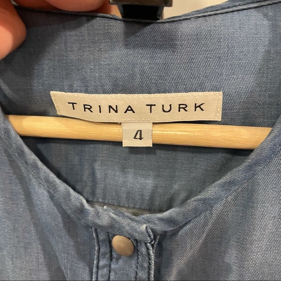 Trina Turk Lyocell Cotton Denim Button Up Dress - Picture 4 of 8